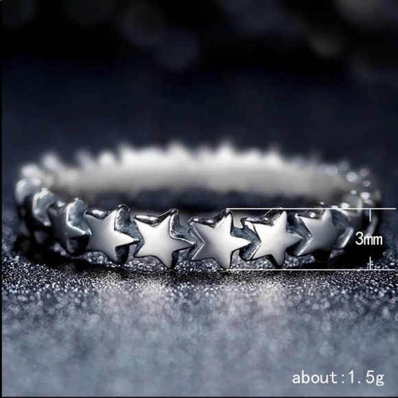 Creation Women Silver  cute Stars Wedding Ring - Picture 2 of 4